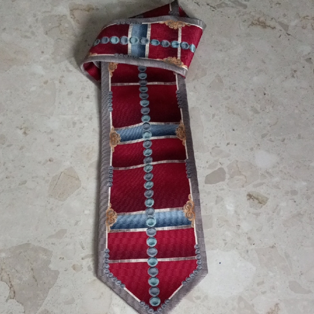 Savvy Red and Blue SILK Patterned Tie